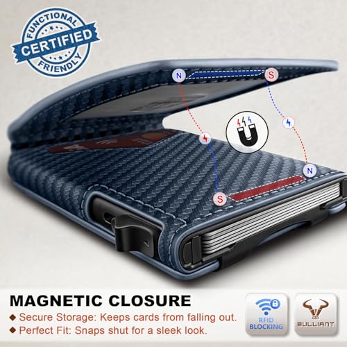 Men Slim Magnetic Leather Wallet Metal Case Money Clip 9 Cards