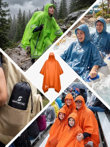 Hooded Rain Poncho Waterproof Raincoat Jacket for Men Women Adults