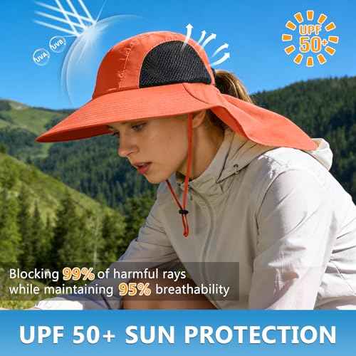Sun Hat for Men Women with Neck Flap