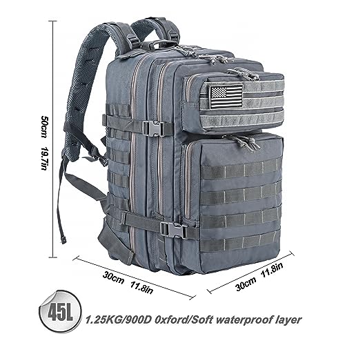 Military Tactical Backpack for Men and Women 45L Army 3 Days Assault Pack Bag Large Rucksack with Molle System