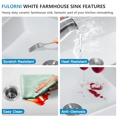 33"x20" White Farmhouse Sink Workstation