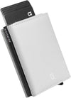 Jenoss Smart Wallet For Men & Women: Full Grain Leather, Handcrafted, Slide Metal Pop Up Case, Slim RFID Blocking Credit Card Holder Minimalist Compact 12 Cards Slot Organizers ID Clip (Grey & Black)
