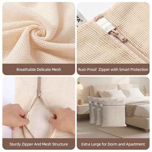 100% Pure Cotton Mesh Laundry Bags (3 Count)