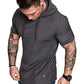 Mens Fashion Hoodies Sport Pullover Solid Color Shirt Workout Lightweight Tops Dark Grey