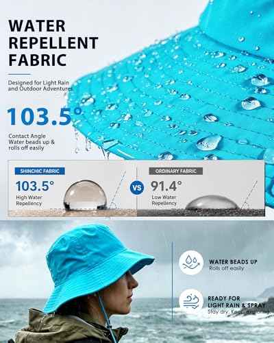Water Resistant UPF 50+ Sun Bucket Hat Packable Brimmed for Women Men