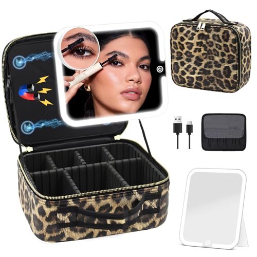Makeup Bag with Magnetic Detachable LED Mirror