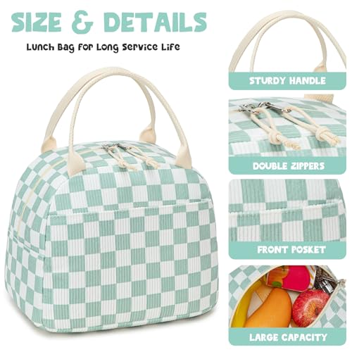 Lunch Bag for Women Men Cute Corduroy Lunch Tote Bags Reusable Insulated Lunch Box Large Capacity Reusable Insulated Cooler for Work Picnic or Travel