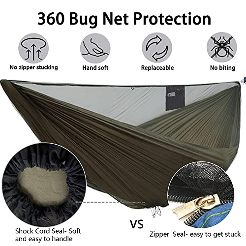 11ft Camping Double Hammock with Mosquito Net and Ridgeline