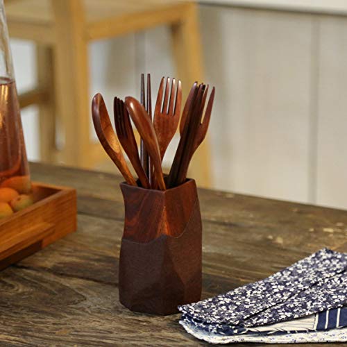 Wooden Chopsticks Spoon Fork Set Tableware Travel Utensils with Pouch