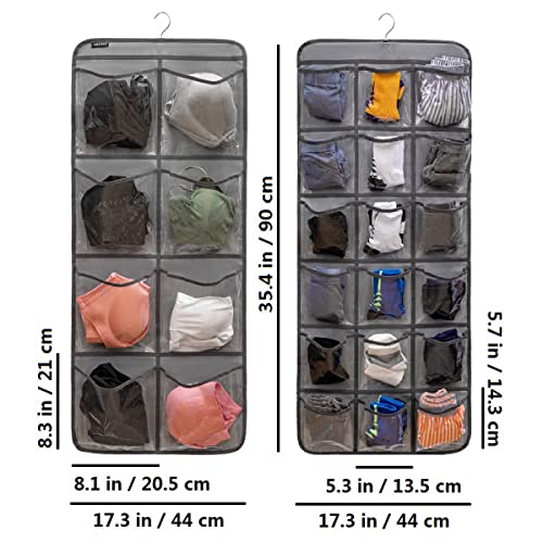 Dual Sided Hanging Closet Organizer for Socks Underwear Bra Kids Storage Organizer for Baby Clothes Toddler Shoes with 26 Pockets
