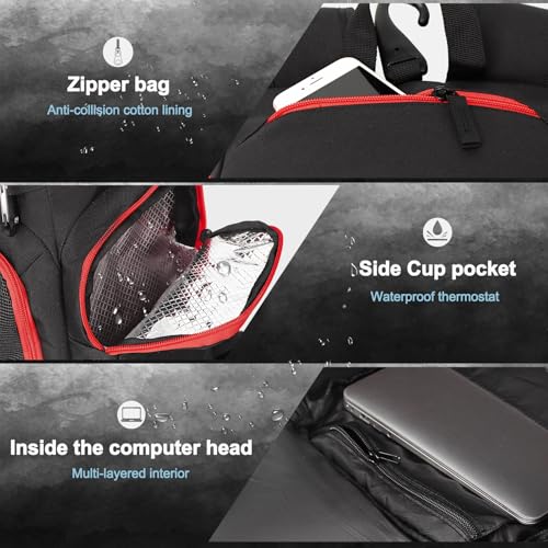 Large Basketball Backpack Sports Gym Bag with Ball Holder Ventilated Shoe Compartment Insulated Cooler Pockets Reflective Strips Fence Hook for Men Athletic Training