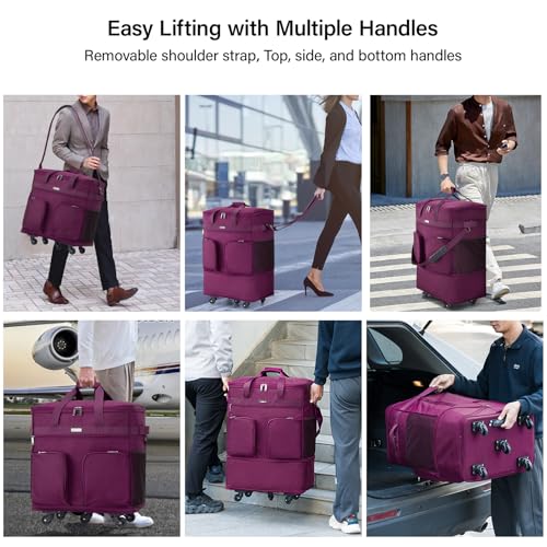Expandable Large Suitcase 4 Wheels Lightweight Collapsible