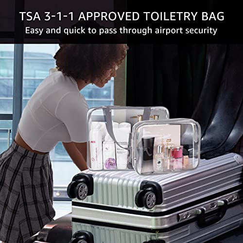 3Pcs Crystal Clear PVC Travel Toiletry Bag Kit for Women Men (3 Count)