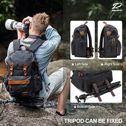 Black Canvas Camera Backpack