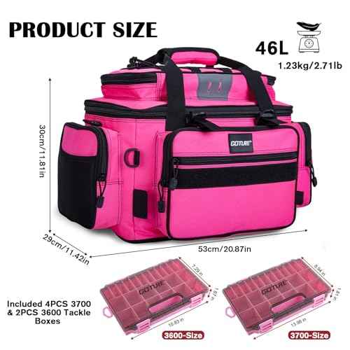Fishing Tackle Bag with 4PCS 3700 & 2PCS 3600 Tackle Boxes (6 Count)