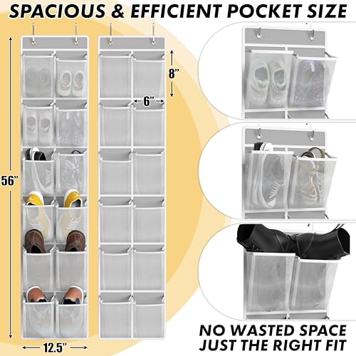 12 Pockets Large Over Door Shoe Organizer (2 Count)