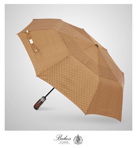 Folding Umbrella Real Wood Handle Pimlico Mustard Navy