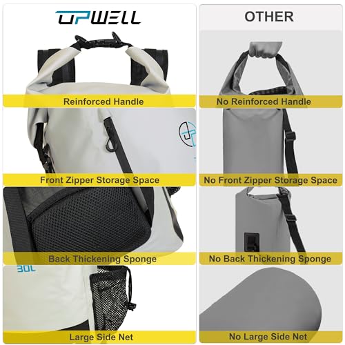 Waterproof Dry Bag 30L Boating Backpack for Travel Hiking Camping Bags for Kayaking Hiking Waterproof Bags Swimming Floating Submersible Dry Bag Grey&White