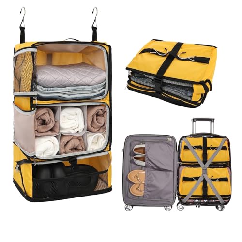 Travel Portable Hanging Shelves Closet Organizer Packing Luggage Storage with Multifunctional and Foldable Invisible Compartment