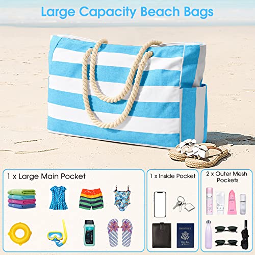 Beach Bags for Women Large Waterproof Beach Tote Bag Zipper Beach Bags Waterproof Sandproof Swim Pool Bag Large Tote