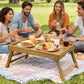 Acacia Bed Tray Table with Folding Legs