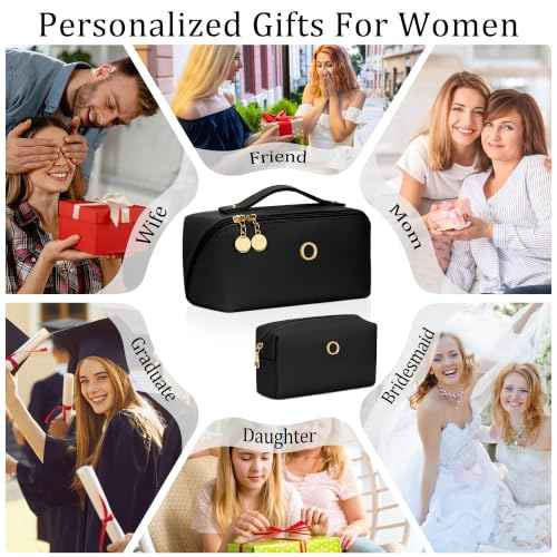 Initial Makeup Bag Personalized Gift for Women Teen Girls