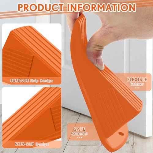 6 Pcs Heavy Duty Rubber Door Stops Wedge Stackable (6 Count)