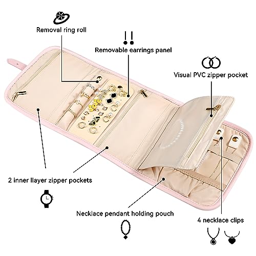 Small Travel Jewelry Organizer Roll for Women