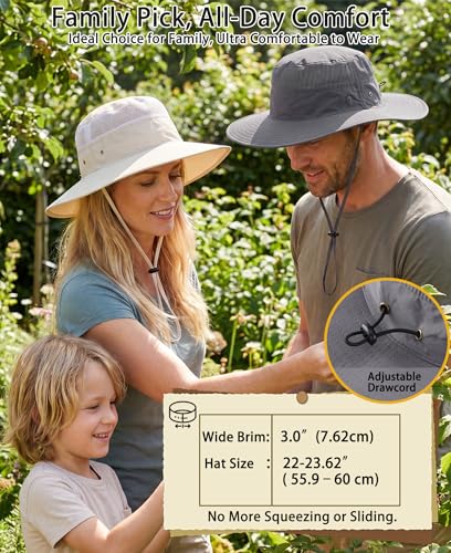 UPF 50+ Men's Sun Hat Wide Brim UV Sun Protection Bucket Hat for Mens Fishing Hat Womens Beach Safari Garden Golf
