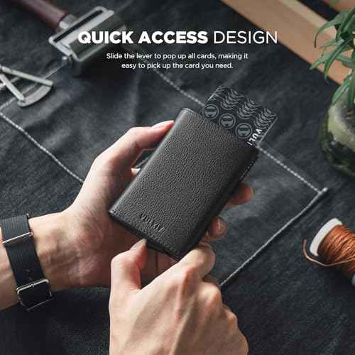 Pop up Card Wallet Minimalist Cash Wallets RFID Blocking Leather Smart Credit Card Holder with ID window for Men