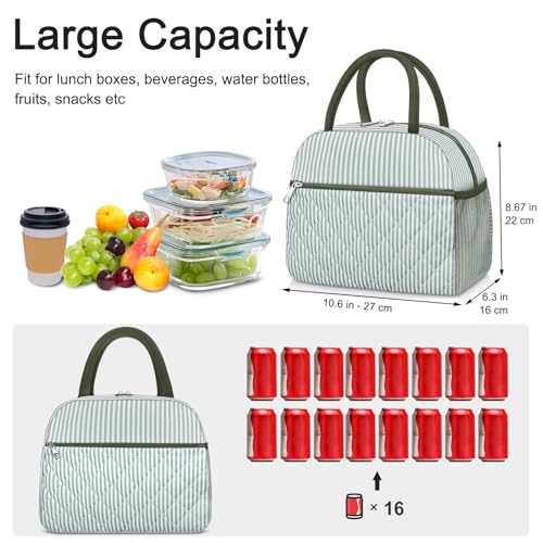 Lunch Bag Lunch Box for Women Adult Men Insulated Quilted Reusable Large Lunch Tote Bag Leakproof Simple Cooler Bag for Work Office Picnic Beach or Travel