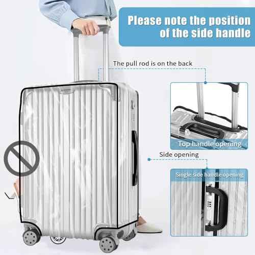 3 Pieces Clear PVC Suitcase Cover Protectors 20" 24" 28" Luggage Cover for Wheeled Suitcase (3 Count)