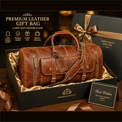 24 Inch Leather Duffle Bags for Men Large Full