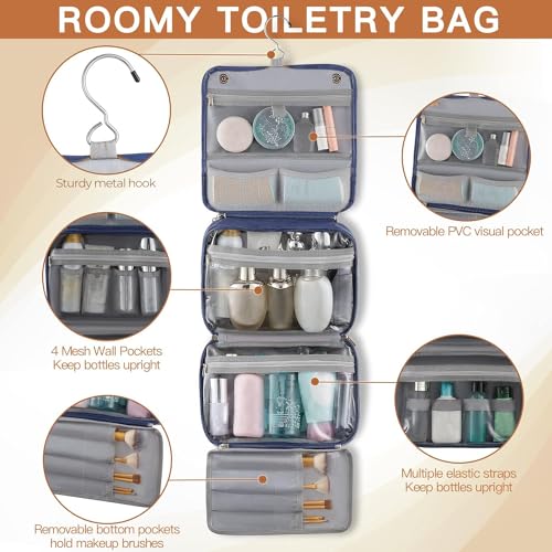 Hanging Toiletry Bag for Men PU Leather Shaving Dopp Kit