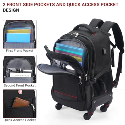 18-inch + 24-inch Checked Backpack Combo Set Large Rolling Backpack Travel Commute Bag, Carry on Luggage Trolley Suitcase (2 Count)