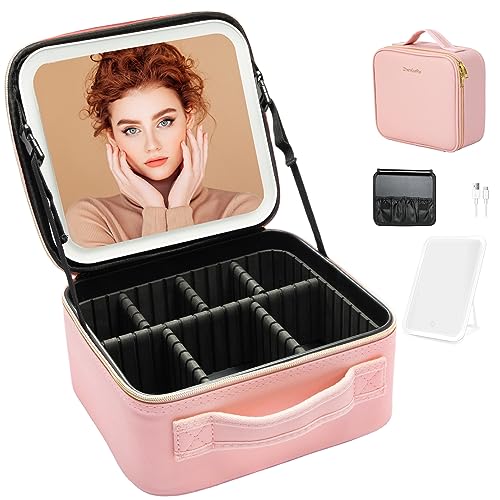 Travel Makeup Bag with LED Mirror