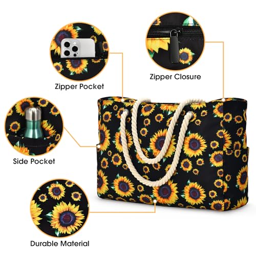 Beach Bag Large Beach Tote Bag for Women Waterproof Sandproof Swim Pool Bag With Zipper