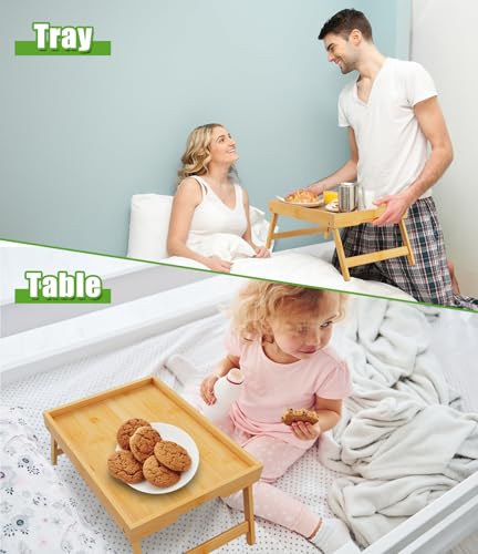 Bamboo Bed Tray Tables with Folding Legs (2 Count)