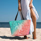 Beach Bag for Women Turtle Print Beach Tote Bag Waterproof Sandproof Large Bags with Zipper Big Capacity for Travel