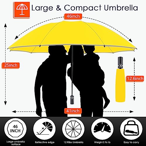 Inverted Umbrella Large Windproof Umbrellas for Rain Sun Travel Umbrella Compact with Reflective Stripe