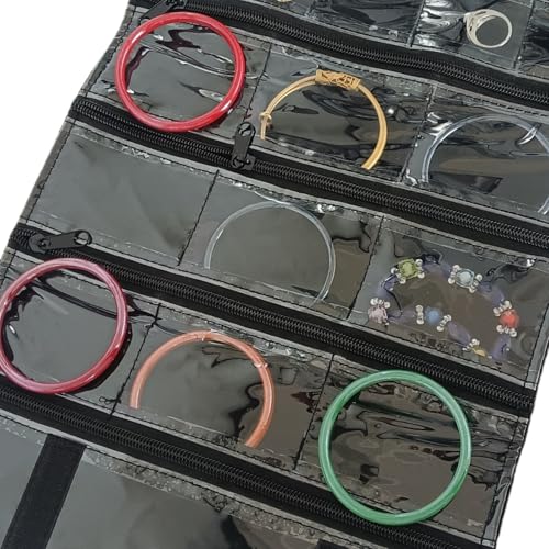Travel Jewelry Roll Bag Portable Organizer Pouch With Grids&PVC Cover Storage Bags for Necklace
