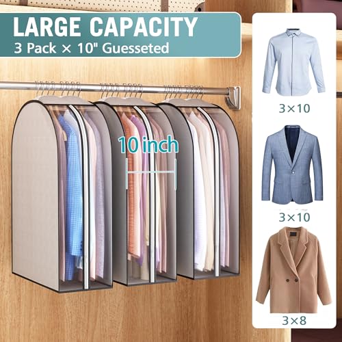10" Gusseted Garment Bags for Hanging Clothes (3 Count)