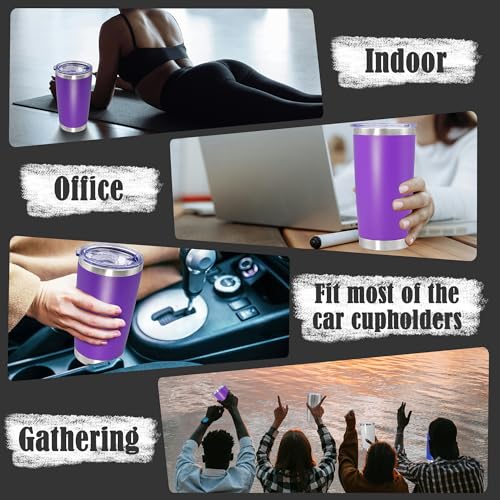 20oz Tumbler Insulated Coffee Tumblers with Lid Stainless Steel Purple 12P (12 Count)