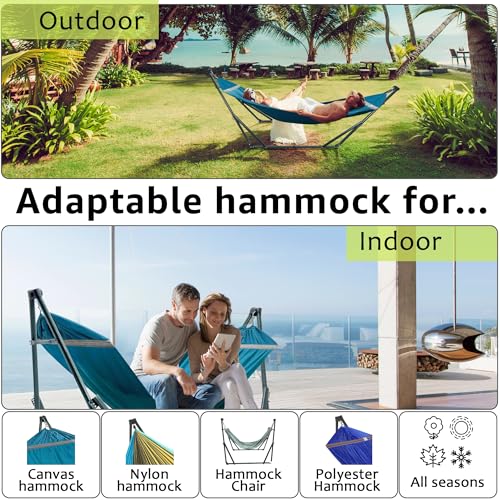 Ultimate Relaxation Portable Hammock Stand with Cotton Canvas Net