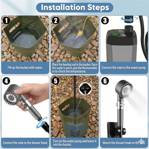 Portable Shower for Camping with 1500W Heater