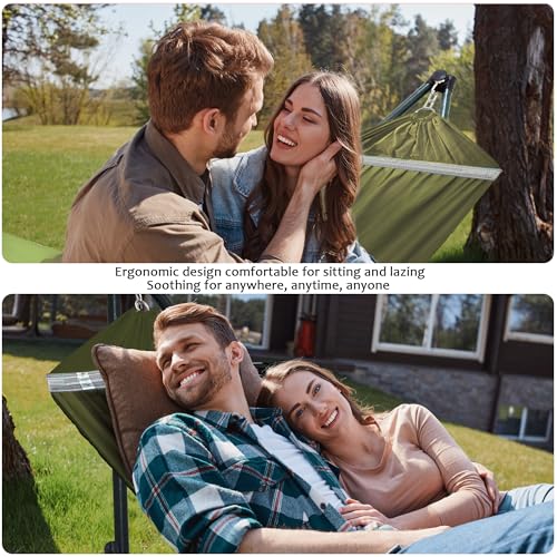 Sturdy Steel Hammock with Stand Premium Cotton Canvas Hammock
