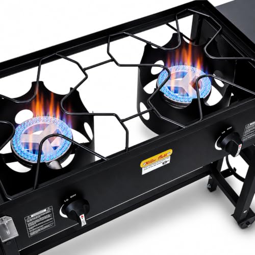 Outdoor Camping Propane Double Burner Stove Cook Cooking Station Stand Picnic BBQ Grill 58