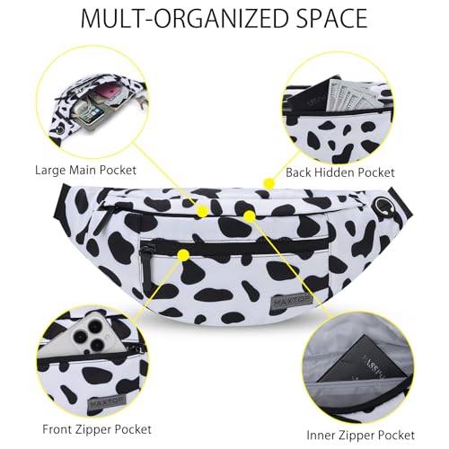 Large Cow Print Crossbody Bags for Women Cute Fanny Pack Belt Bag
