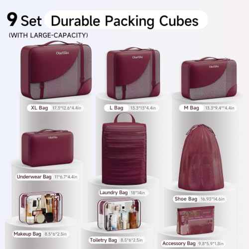 9 Set Packing Cubes for Travel (9 Count)