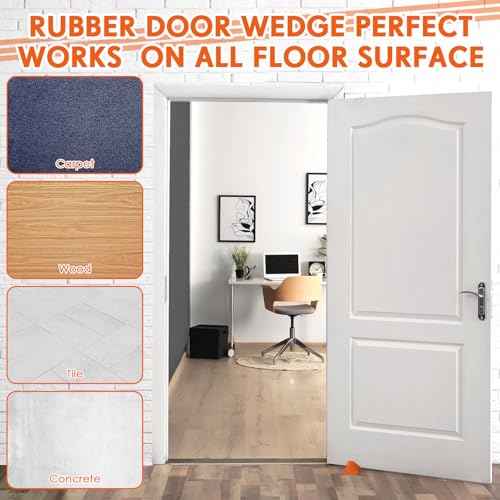 8 Pcs Heavy Duty Rubber Door Stops Wedge Stackable (8 Count)